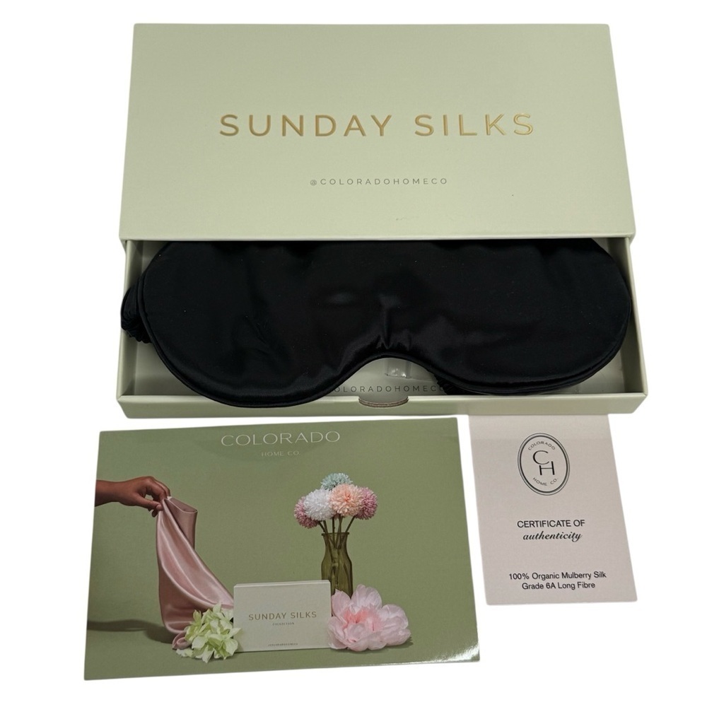 Sunday Silks Sleep eye Mask Cloud midnight black mulberry silk new in box